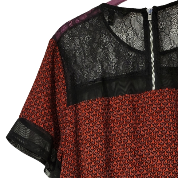 Express Size Medium Multi Pattern Red Dress - Picture 5 of 7